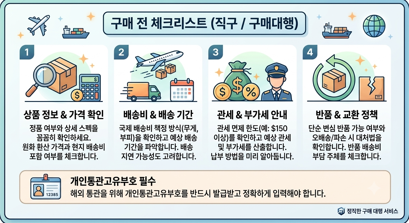 핀페시아 직구 구매대행 제품 확인 체크리스트