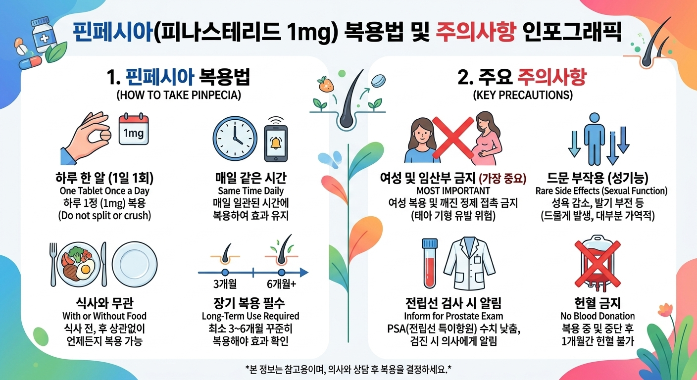 핀페시아 직구 피나스테리드 1mg 복용법 주의사항